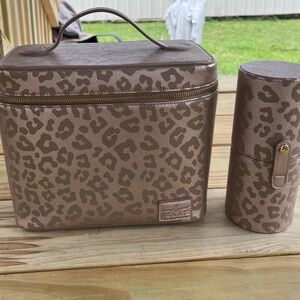 Hollis Luxe Leopard Print Cosmetic Bag and Brush Case Set